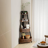 Elsie&Mi 55.1 Inch Tall Corner Shelf, 4-Tire 2 Drawers Corner Cabinet, Storage Rack for Living Room, Office, Kitchen, Basement, Bedroom, Rustic Brown