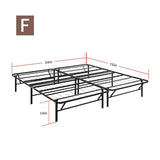 PrimaSleep 18 Inch Tall Heavy Duty Steel Slat Bed Frame/Anti-Slip Support/Easy Assembly Mattress Foundation/No Noise/No Box Spring Needed/Full/Black