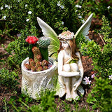 Fairy Planter Flower Pots, Girl Succulent Plant Pot Garden Figurine Outdoor for Patio Lawn Yard Decoration, Hand Painted Resin Figurines, 11.2 inch H
