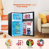Tacklife Mini Fridge with Freezer 3.1 Cu.ft, Compact Refrigerator 2 Door Low Noise, Energy Saving, LED INSIDE, Upright Fridge fo
