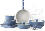 SENSARTE 17 Piece Ceramic Pots and Pans Set, Nonstick Detachable Handle Cookware, Induction Kitchen Cookware Set with Removable Handle, Dishwasher ?? Oven Safe (Gray)