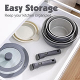 SENSARTE 17 Piece Ceramic Pots and Pans Set, Nonstick Detachable Handle Cookware, Induction Kitchen Cookware Set with Removable Handle, Dishwasher ?? Oven Safe (Gray)