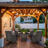 Patio Wicker Chairs Swivel Rocker – Outdoor Swivel Rocking Chairs Set of 2 with Rattan Side Table, Patio Swivel Glider Chair 3 Piece Patio Furniture Sets for Deck Porch Pool Brown/Blue